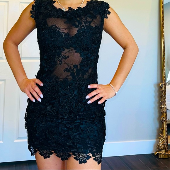 JADORE MINI FORMAL BLACK DRESS, very Elegant - Picture 4 of 5